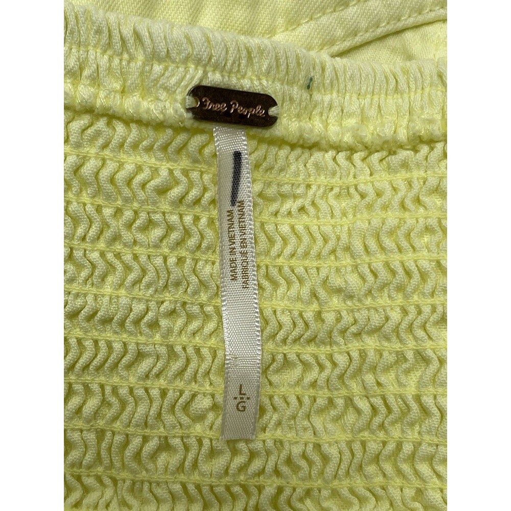 Free People Maxi Dress Women Yellow Just Jill Cotton  Vacay Boho Retro Large New - Picture 11 of 12